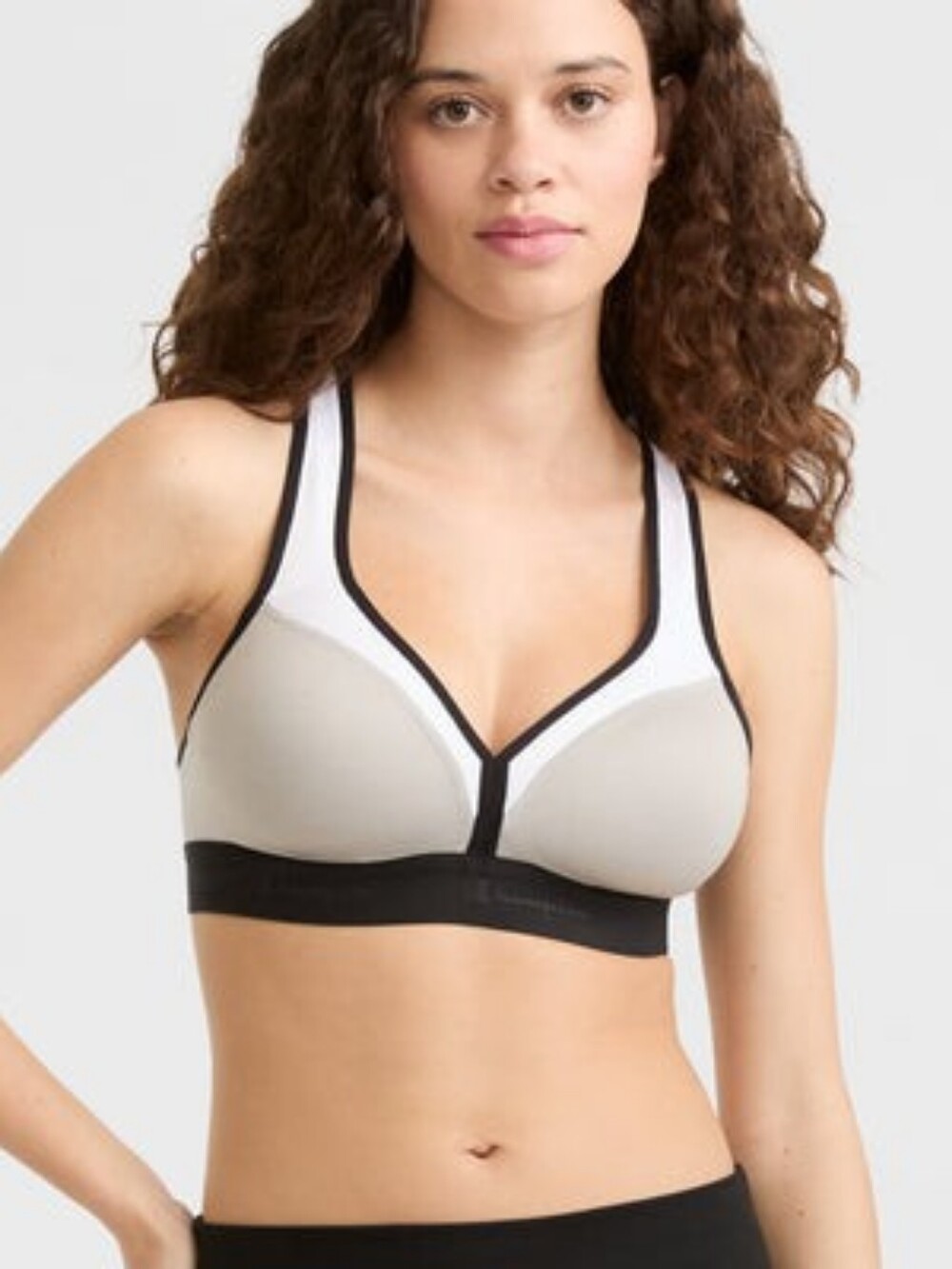 Champion NWT "The Curvy Sports Bra- C Logo" Size Medium White/Gray/Black